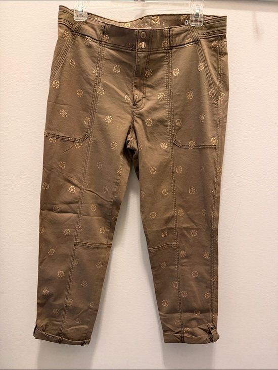 White House Black Market Pants - White House Black Market Brown Cargo Pants with Light Floral Motif